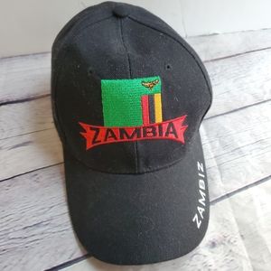 ZAMBIA 🇿🇲 ZAMBIZ MEN'S BASEBALL CAP/HAT BLACK GREEN/RED VELCRO SNAPBACK